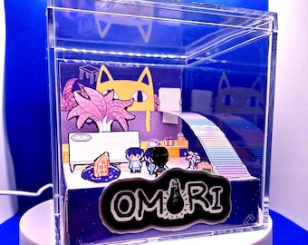 Omori Neighbor&#39;s Room 3D Diorama - Personalized Handmade Shadow Box, Desk Display Merch Cube