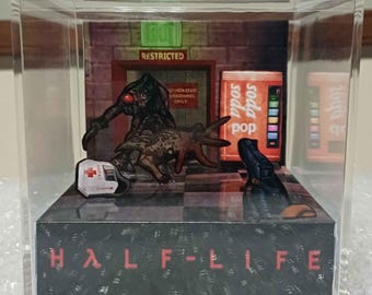 Half Life 3d cube diorama - gaming room decor, gamer gift