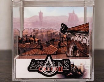 Assassin's Creed 2 Ezio 3d cube diorama - gaming room decor, gamer gift