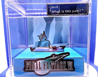 Final Fantasy 7 3D Diorama, personalisierte handgemachte Schattenbox, Schreibtisch Erinnerungsstücke Würfel