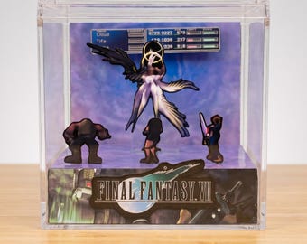 Final Fantasy 7 Sephiroth 3d cube diorama - Leon Kennedy, gaming room decor, gamer gift