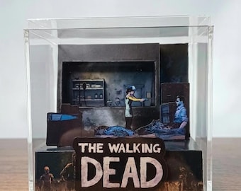 The Walking Dead Telltale Clementine und Lee 3D Würfel Diorama - Spielzimmer Dekor, Spieler Geschenk