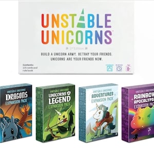 Unstable Unicorns. Family Card Game. Expansion Packs.