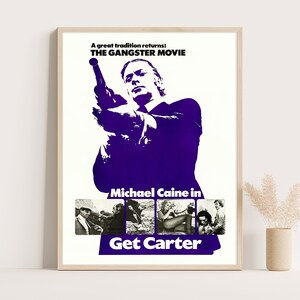 Locandina del film Michael Caine in Get Carter / Stampa del film Gangster / Locandina del film classico / Arte murale vintage / Stampa fino a 18x24 pollici.