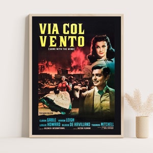Gone With The Wind Italian Movie Poster: Vintage Wall Art Print