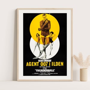 James Bond Thunderball Danish Poster: Sean Connery 007, Minimalist Spy Film Art