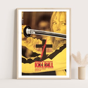 Póster de Kill Bill con Uma Thurman / Impresión retro de la película Quentin Tarantino / Arte de pared vintage para oficina, sala de juegos y cine en casa