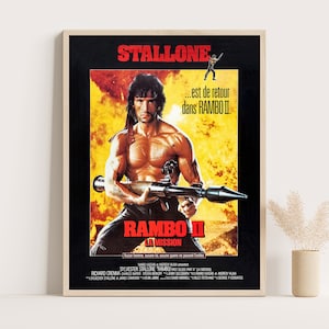 Rambo II French Movie Poster, 1985, Sylvester Stallone, First Blood Part 2, Vintage 80s Action Film, La Mission Art Print