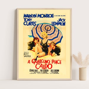 Marilyn Monroe &#39;Some Like it Hot&#39; Movie Poster: Vintage Italian Wall Art