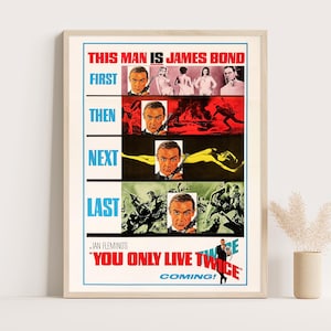 James Bond You Only Live Twice Teaser Movie Poster, 1967, Sean Connery is James Bond 007, Vintage Spy Film Art Print