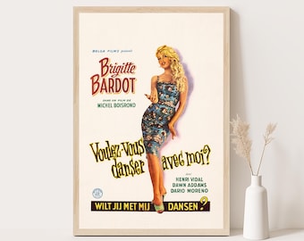 Brigitte Bardot Belgian Movie Poster: Vintage French Cinema Art, 1959