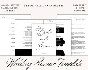 Wedding Planning Template - Digital Download - 22 Pages