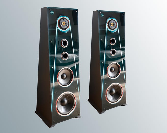 2 HiFi 3-way floorstanding speakers DJP Design floorstanding speakers! Unique design! Elegant Blue Edition!