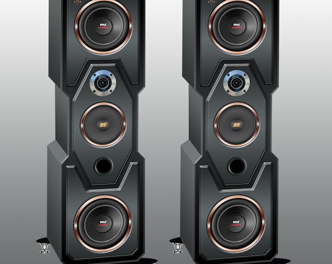 2 high-end HiFi 3-way speakers DJP design floorstanding speakers! Elegant, unique design! Black Power Edition!