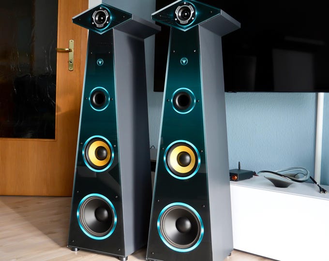 2 high-end HiFi 3-way speakers DJP design floorstanding speakers! Elegant, unique design! Obelisk Edition!
