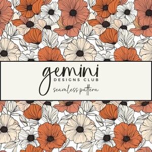 Rust Flowers Seamless Pattern, Fabric Background Pattern, Scrapbooking, Junk Journal, Digital Paper, Full Commercial Use