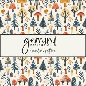 Autumn Forest Seamless Pattern, Fabric Background Pattern, Scrapbooking, Junk Journal, Digital Paper, Full Commercial Use