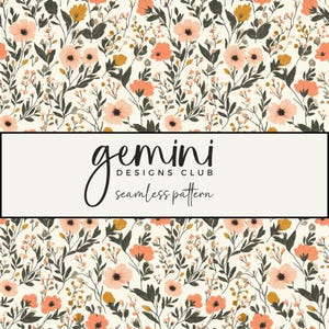 Pretty Botanical Seamless Pattern, Fabric Background Pattern, Scrapbooking, Junk Journal, Digital Paper, Full Commercial Use