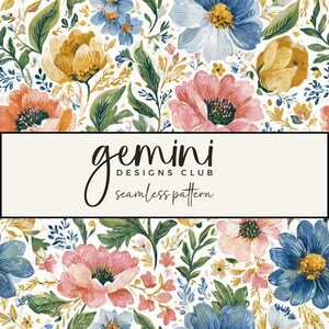 Beautiful Blooms Seamless Pattern, Fabric Background Pattern, Scrapbooking, Junk Journal, Digital Paper, Full Commercial Use