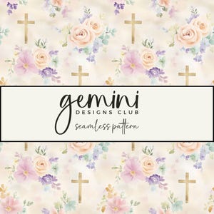 Rosen Floral Christian Kreuz Nahtloses Muster, Stoff-Hintergrundmuster, Scrapbooking, Junk-Journal, digitales Papier, voll kommerzielle Nutzung