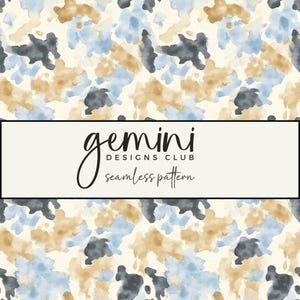 Watercolour Pastel Cowhide Cow Seamless Pattern, Fabric Background Pattern, Scrapbooking, Junk Journal, Digital Paper, Full Commercial Use
