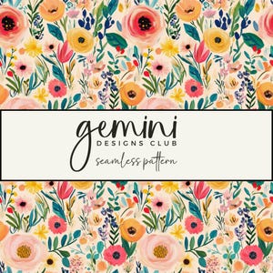 Vibrant Summer Floral Seamless Pattern, Fabric Background Pattern, Scrapbooking, Junk Journal, Digital Paper, Full Commercial Use