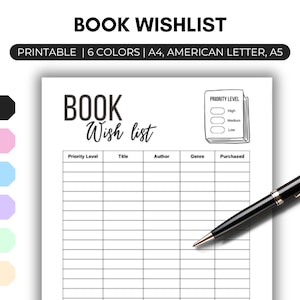 Book Wishlist - Etsy