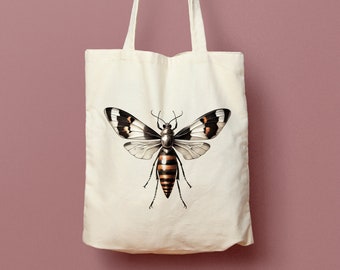 Natural Woven Wasp Bee Moth Canvas Tote Grobery Hike Biology Bag