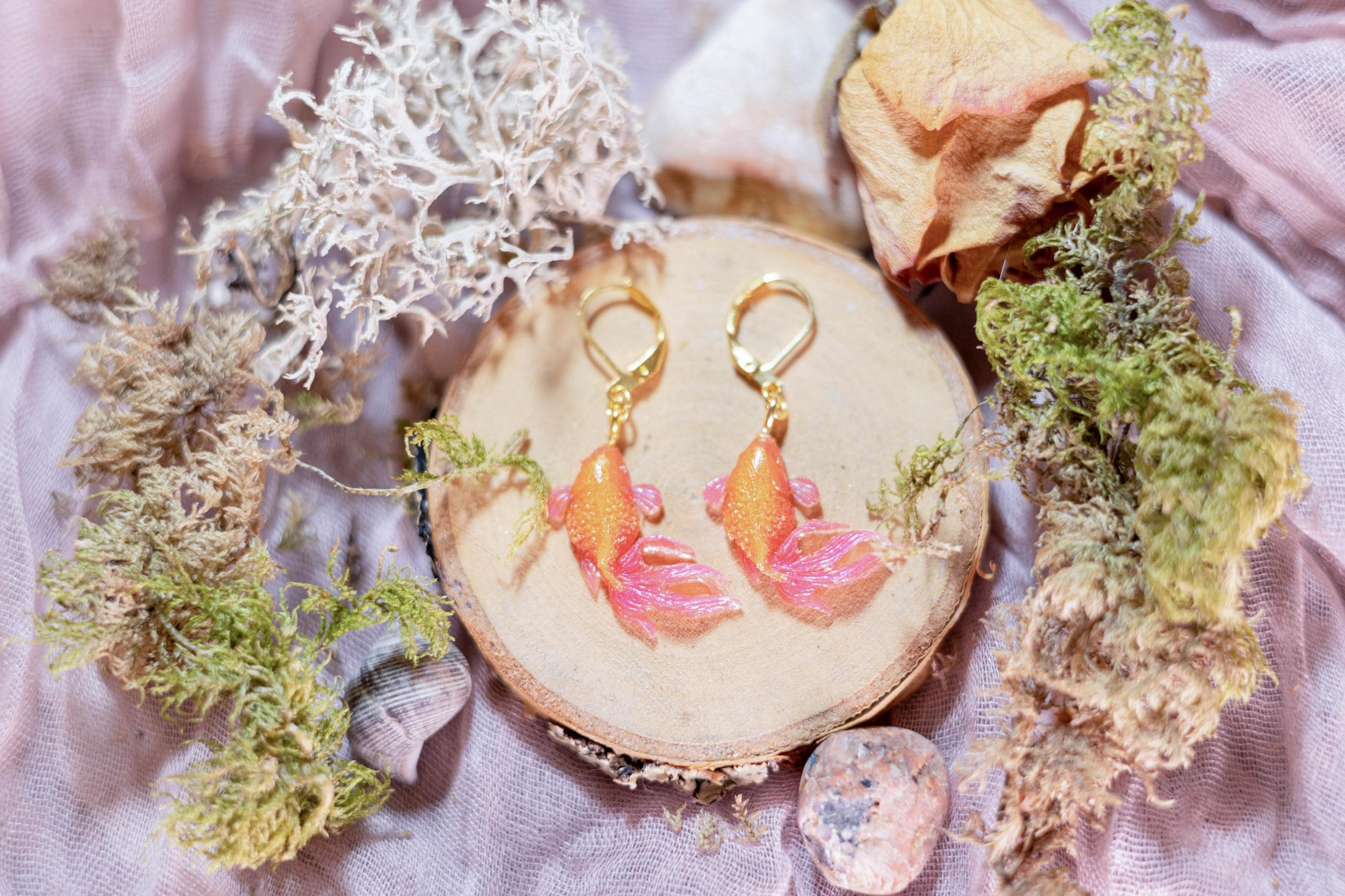 Customizable Cute Kawaii Resin Koi Fish Earrings - Vibrant Custom Personalized Accessories Jewelry