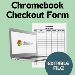 Classroom Chromebook Checkout Form *** Classroom Management** INSTANT DOWNLOAD
