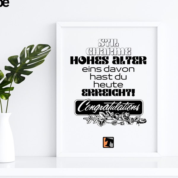 Geburtstag Geschenke: Typographie Poster Spruch Geburtstagsgeschenk. Geschenke für Freunde, Eltern oder Kollegen. Schöne Geschenkidee.