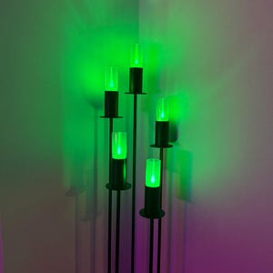 Steel Candelabra with 5 LED Candles, Modern Fire Ring Design Bild 4