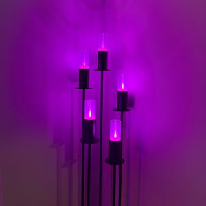 Steel Candelabra with 5 LED Candles, Modern Fire Ring Design Bild 7