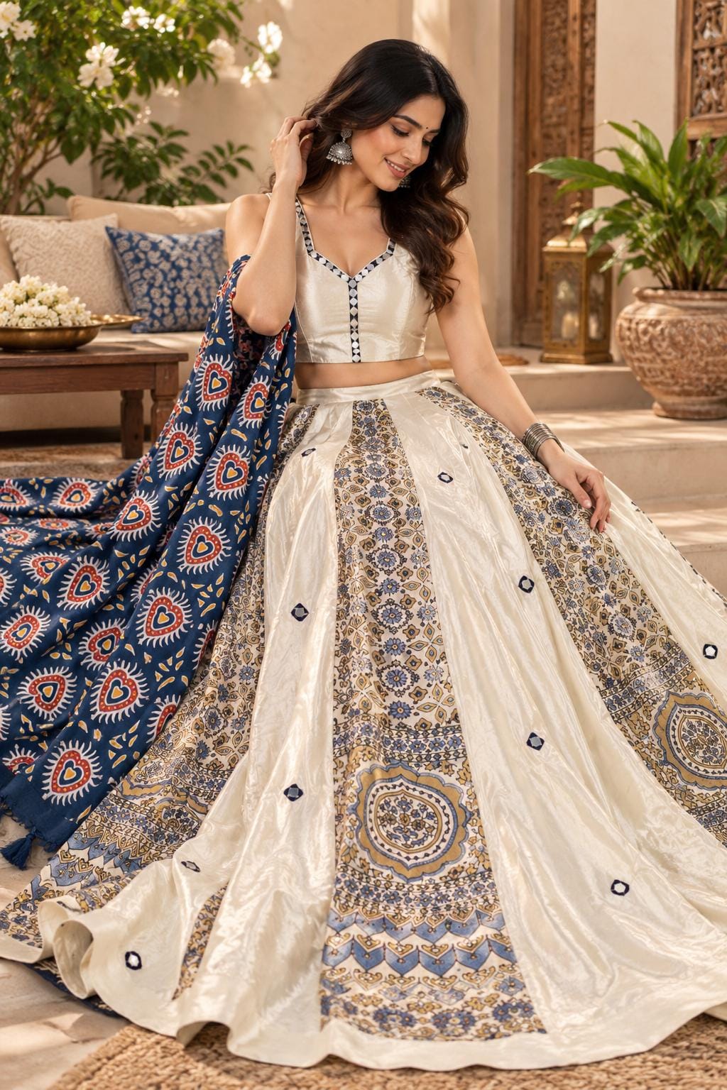 Blue White Lehenga