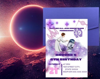 Star Wars Birthday Invitation, digital download, instant template, no physical copies mailed