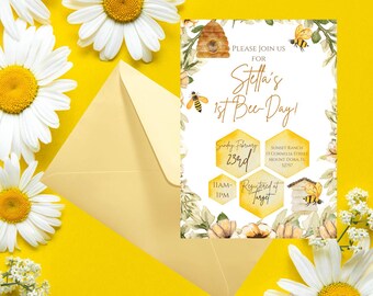 1st Bee Day, Happy Birthday, Bee Birthday, Digital Download, Instant Download, Instant Download, Printable