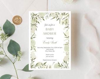 Neutral Baby Shower Invitation, Digital Download