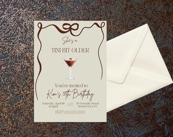 A Tini Bit Older, Espresso Martini Party, Digital Download, Instant Template, Canva Template