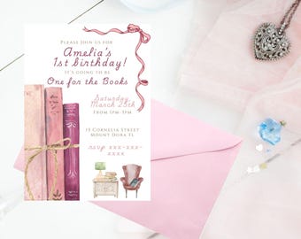 One For The Books Girl, Girl Birthday, Digital Download, Canva Template, Instant Download, NO physical Prints