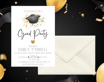 Graduation Party Invitation, Grad Party, High School Graduation, College Graduation, Digital Download, Invitation Template
