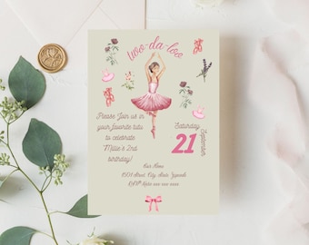 Two Da Loo Tutu Birthday Invitation, Digital Download, Instant Download, Invitation Template