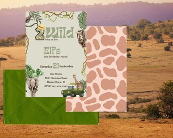 Two Wild Party Invitation, Birthday Invitation, Digital Download, Instant Template, Two year old birthday party