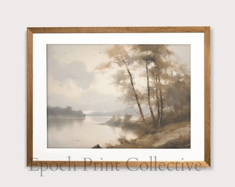 Vintage Moody Lake Print | Autumn Landscape Portrait (Digital Download)