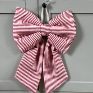 Large Fabric Candy Stripe Bow - Christmas decor, front door bow, wreath bow, tree bow