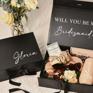 Personalized Bridesmaid Proposal Box,Bridesmaid Empty Box, Custom Bridesmaid Gift Box,Proposal Bridal Party Box,Boho wedding gift box. image 1