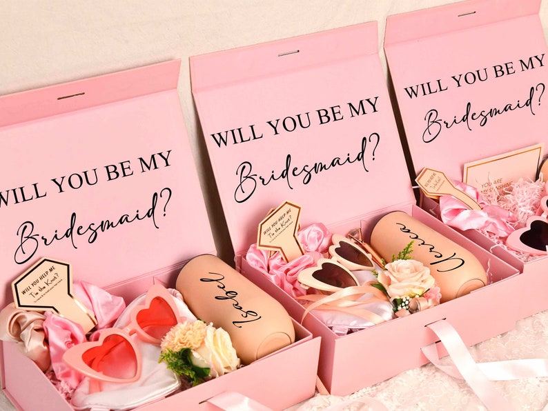 Personalized Bridesmaid Proposal Box,Bridesmaid Empty Box, Custom Bridesmaid Gift Box,Proposal Bridal Party Box,Boho wedding gift box. image 6
