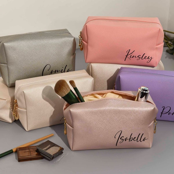 Bolsa de maquillaje de viaje personalizada, bolsa de maquillaje de dama de honor, propuesta de dama de honor, regalo de despedida de soltera, regalo para ella, bolsa de aseo, bolsa de cosméticos