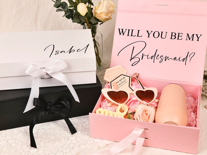 Personalized Bridesmaid Proposal Box,Bridesmaid Empty Box, Custom Bridesmaid Gift Box,Proposal Bridal Party Box,Boho wedding gift box. image 5