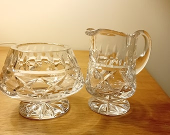 Galway Crystal footed open sugar and creamer