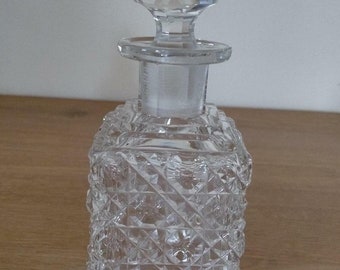 Vintage Tall Heavy Cut Glass Scent/Perfume Bottle with Stopper